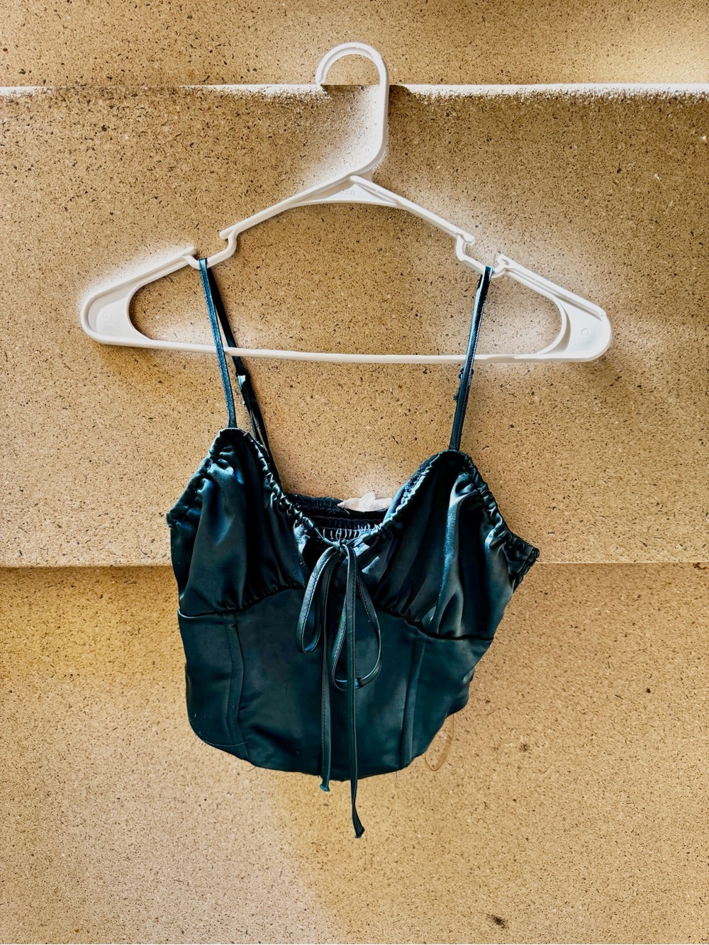 PacSun Satin Tie-Front Corset Cami Top - Teal